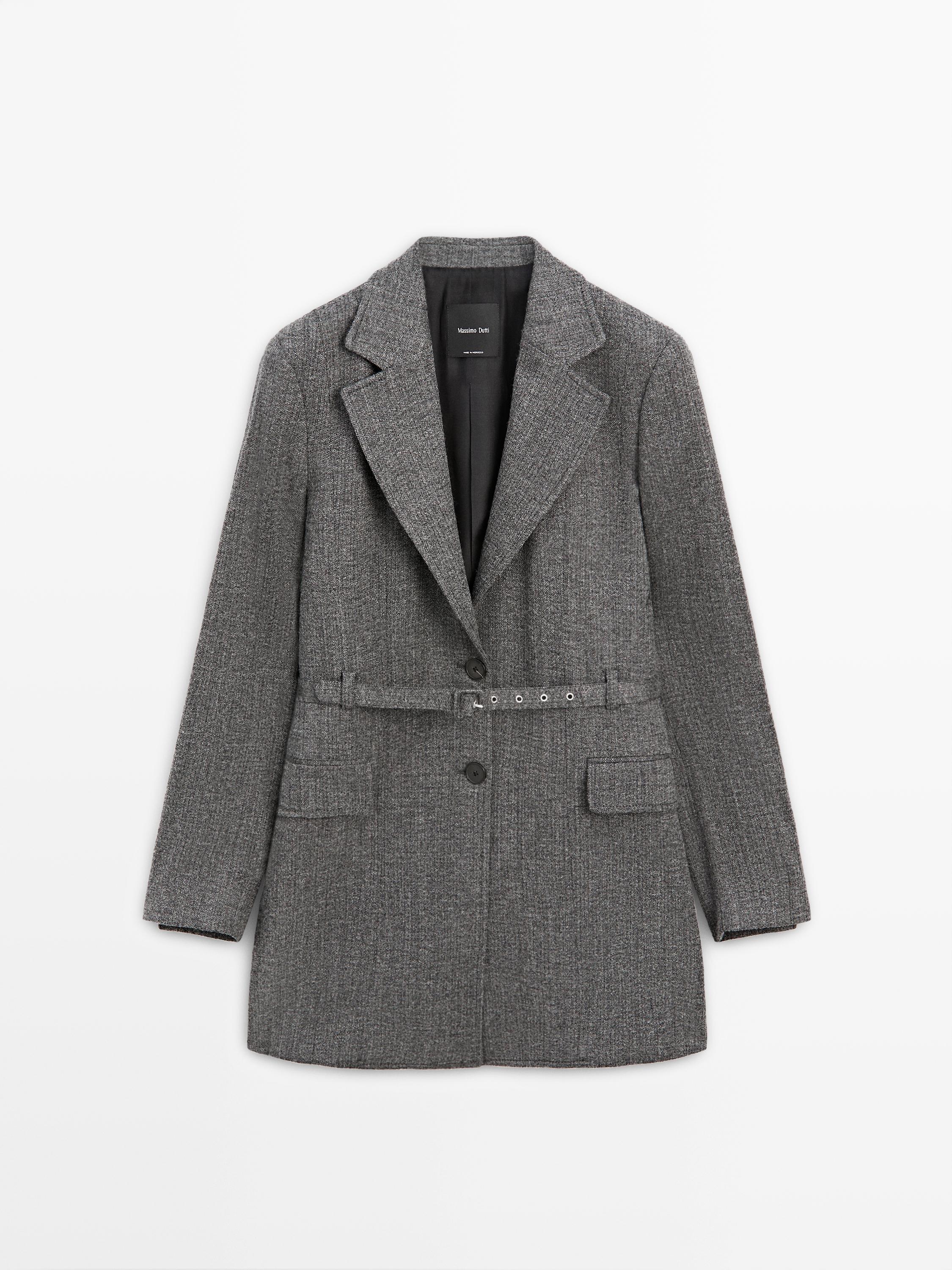 Veste de tailleur chinée avec ceinture